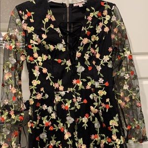 Embroidered Floral Romper